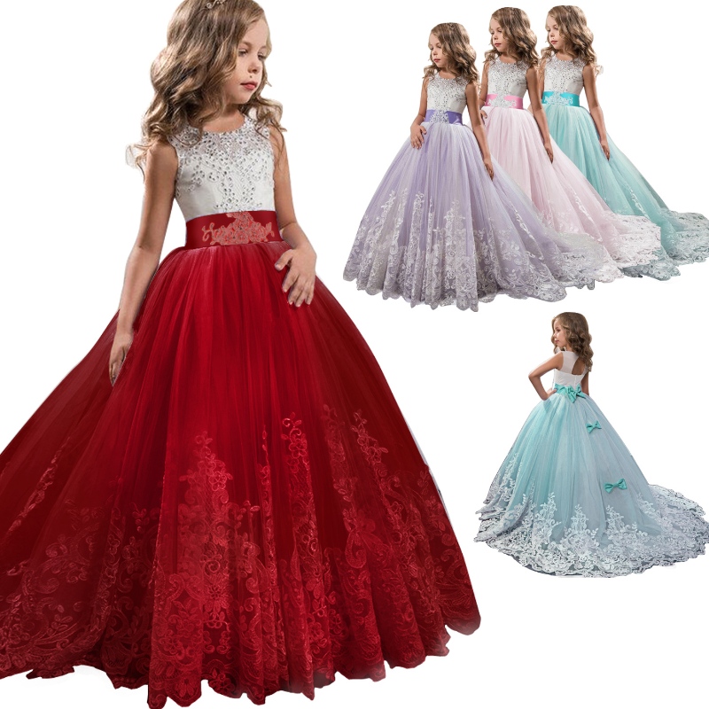 Bordado de encaje deniña vestido de cumpleañosnavideño vestido de boda de flores vestidos paraniños formales paraniñas