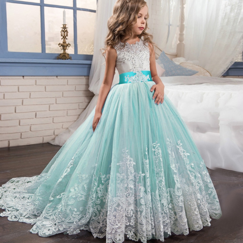 Bordado de encaje deniña vestido de cumpleañosnavideño vestido de boda de flores vestidos paraniños formales paraniñas