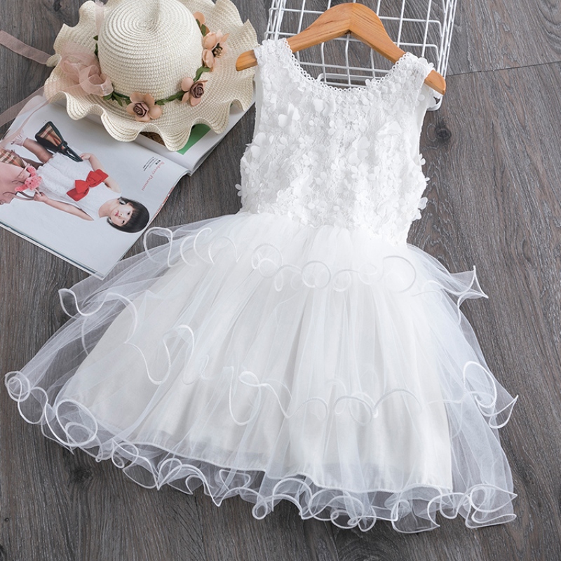 Vestido de verano de encaje de 3-8 años paraniñas Flor elegante para bodas Princesa Princesa Vestidos Tutu sin mangas sin espalda