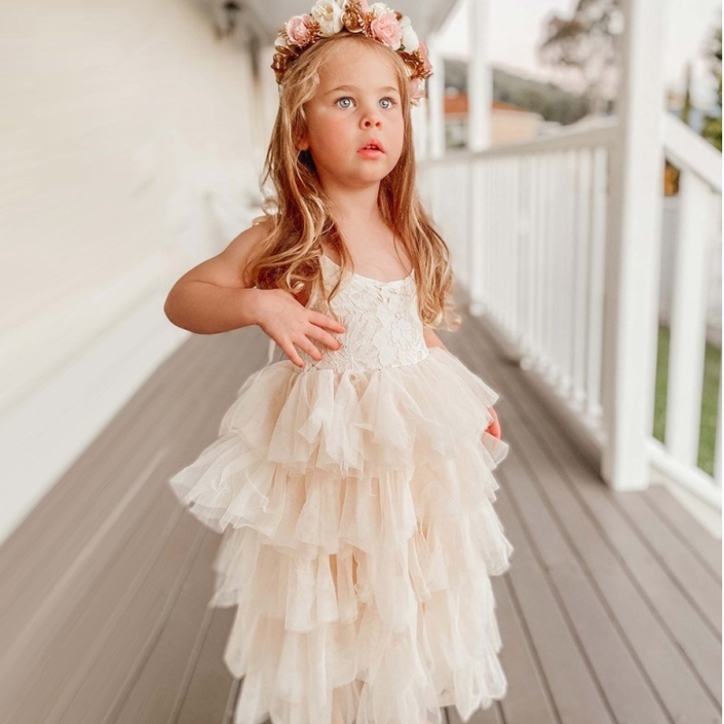 Vestido de verano paraniñas paraniños Princesa de cumpleaños Partido de cumpleaños Lace tutú boda paraniños vestidos