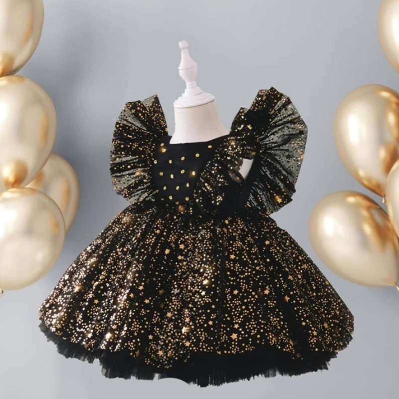 Vestido de primer cumpleaños para bebés paraniñas lentejuelas paraniños esponjosos princesa de princesa bocina reina elegante ropa de boda