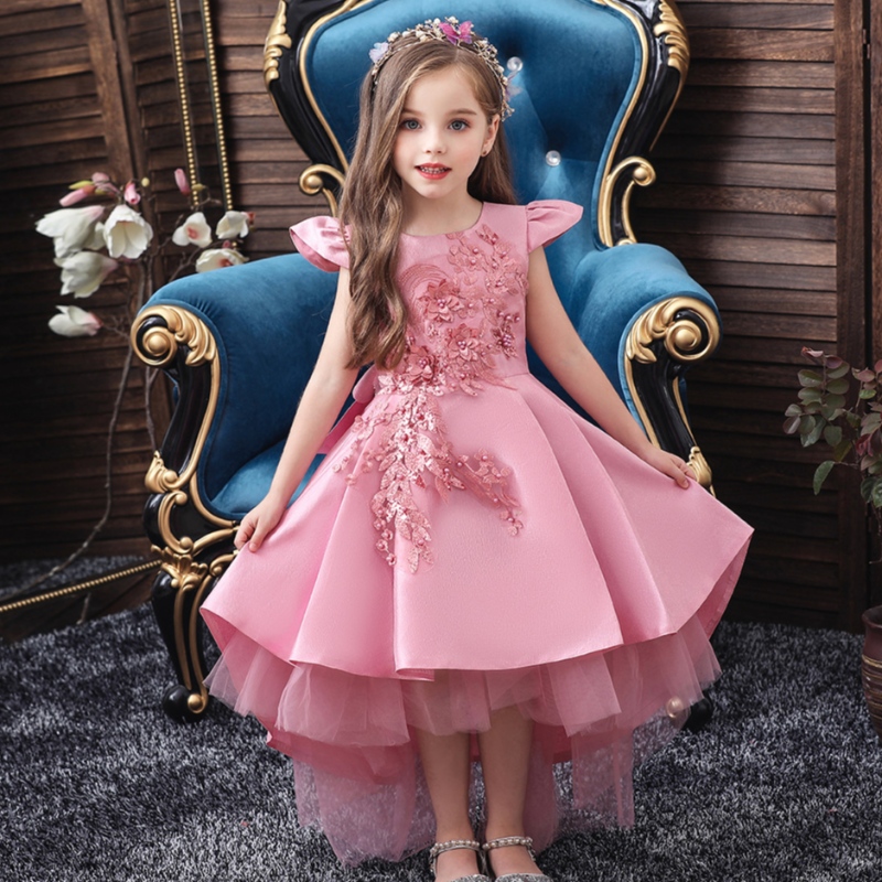 Últimos seis colores Lace Luxury Night Pageant Wedding Farty Vestido sin manga durante 3-10 años