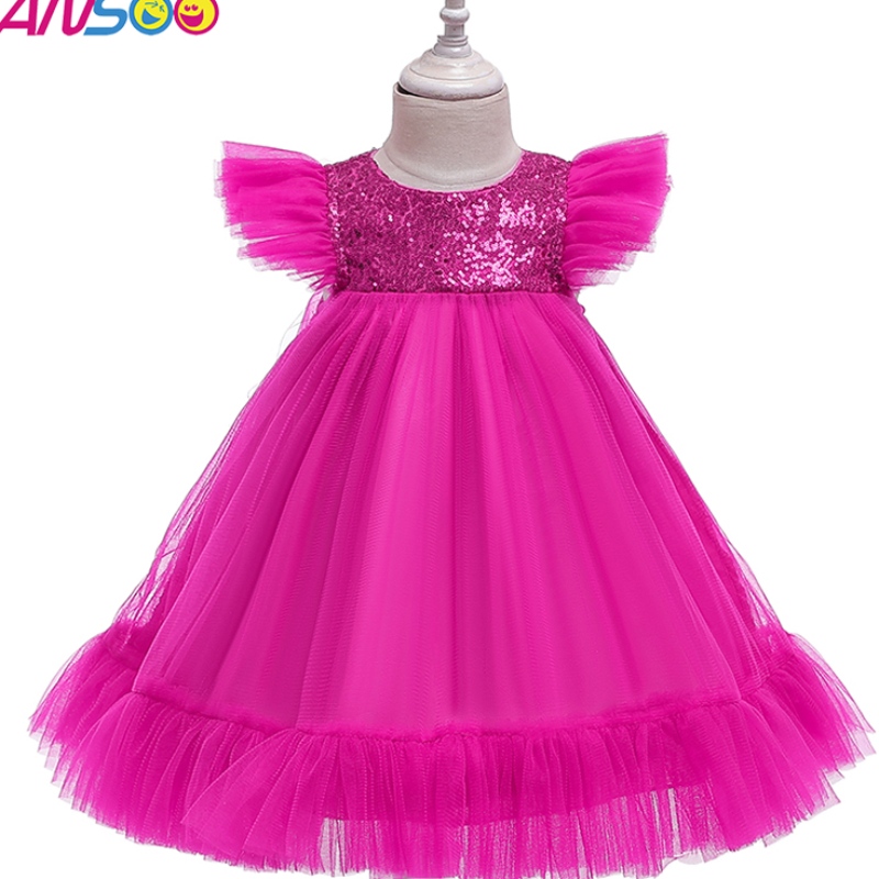 Ansoo Europa y americana Pink Dress Girls \\ 'New Year Gasza Princess Dresses para 2-4 añosniños