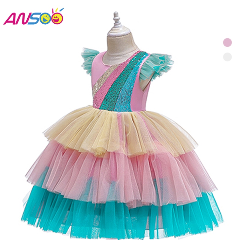 Ansoo Luxury Mermaid Scales Ballet Tutu Niñas Niñas Sequine Princesa Princesa Halloween Cosplay vestidos paraniña