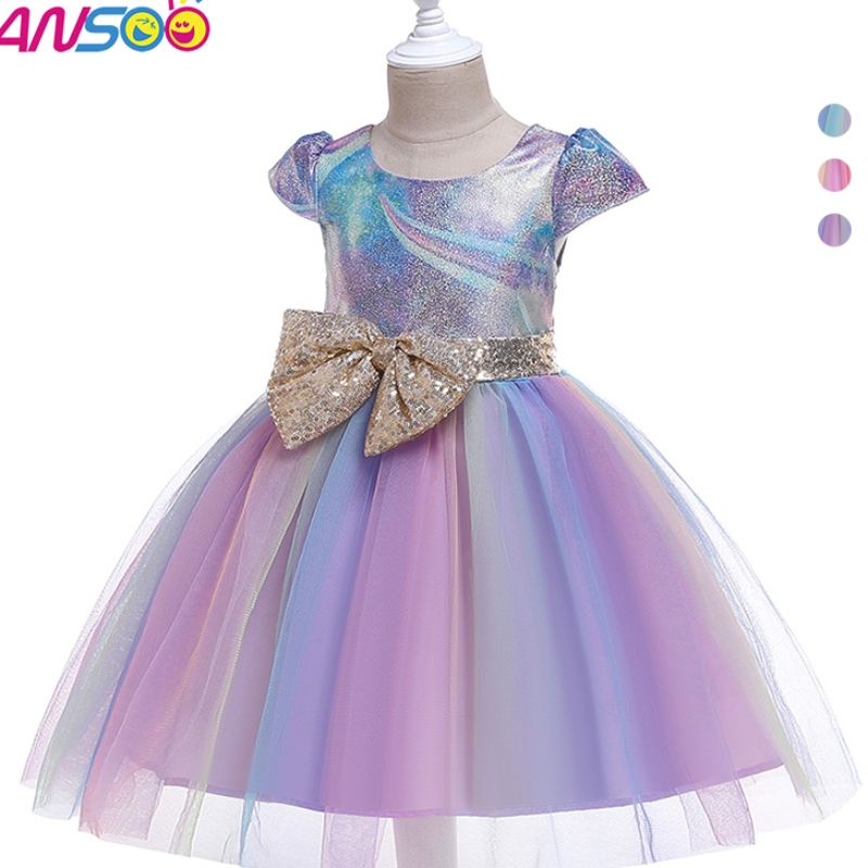 Ansso al por mayor de 2 a 12 añosniñosniños pequeñosniñas tutú tutú vionbow princesa cumpleaños baby girls vestido paraniños