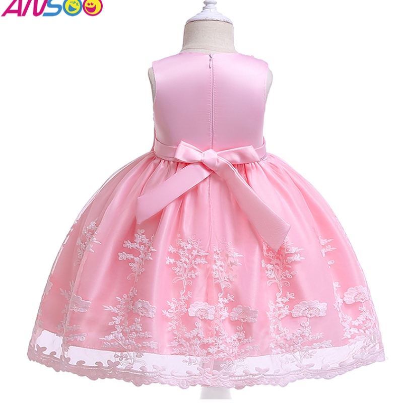 Ansoo Summer Flower Kids Fluffy Pink Vestido paraniñas 4colors Partido deniña Tutu Vestido rojo Princesa de boda paraniños