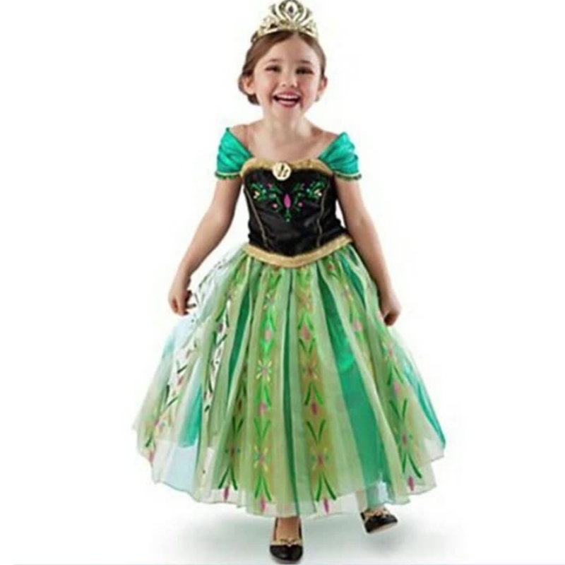 Disfraz de rendimiento de losniños de Anna Princess Girls Green con un complemento de accesorios para la fiesta adulta