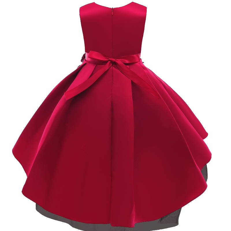 Vestido de chaleco deniños Vestido de princesa de flor roja