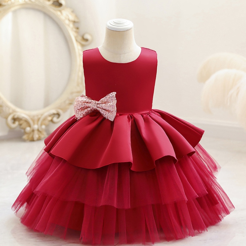 Vestido de fiesta de bebé Satin Girl Vestido denovia de cumpleaños de un año de un año