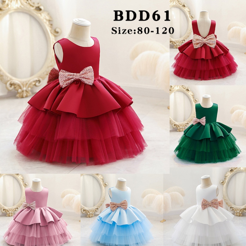 Vestido de fiesta de bebé Satin Girl Vestido denovia de cumpleaños de un año de un año