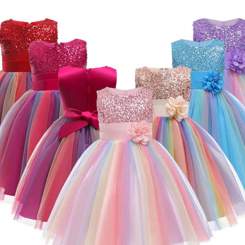 Vestido de flores paraniños Boda infantil Fiesta de cumpleaños de la dama de honor Tutu Tulle Princess Vestidos