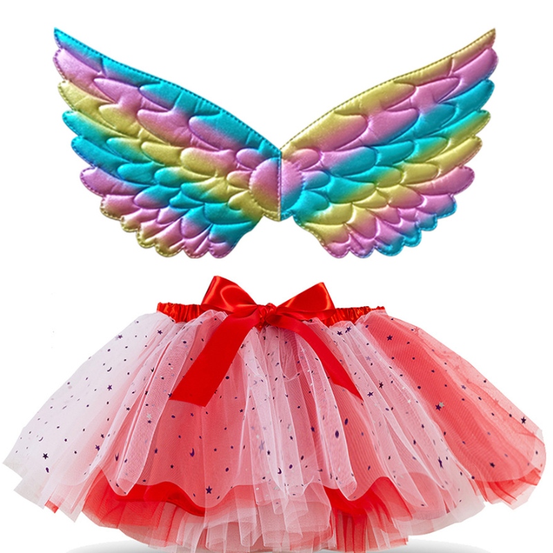 Chicas multicolor tutu faldas ballet fiesta de cumpleaños tutu vestido chicas \\ 'baile faldas para princesa disfraz con alas