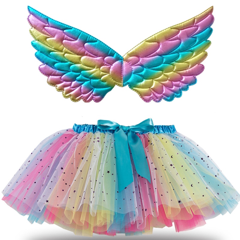 Chicas multicolor tutu faldas ballet fiesta de cumpleaños tutu vestido chicas \\ 'baile faldas para princesa disfraz con alas