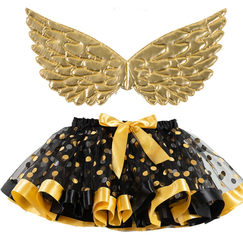 Dorado alas de lunares de lunares de lunares Halloween chicas tutu skir
