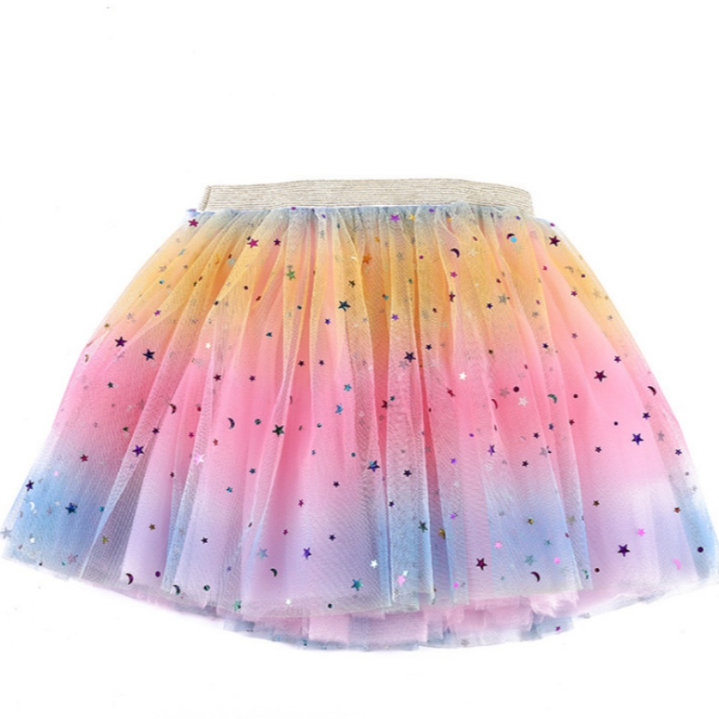 Falda de performance de malla Tulle Rainbow Tutu Falda paraniñas pequeñas