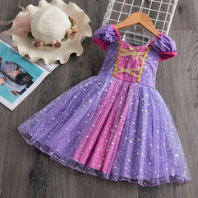 Girls Sophia Rapunzel Princess Dress Fluffy Purple Dress Children \\