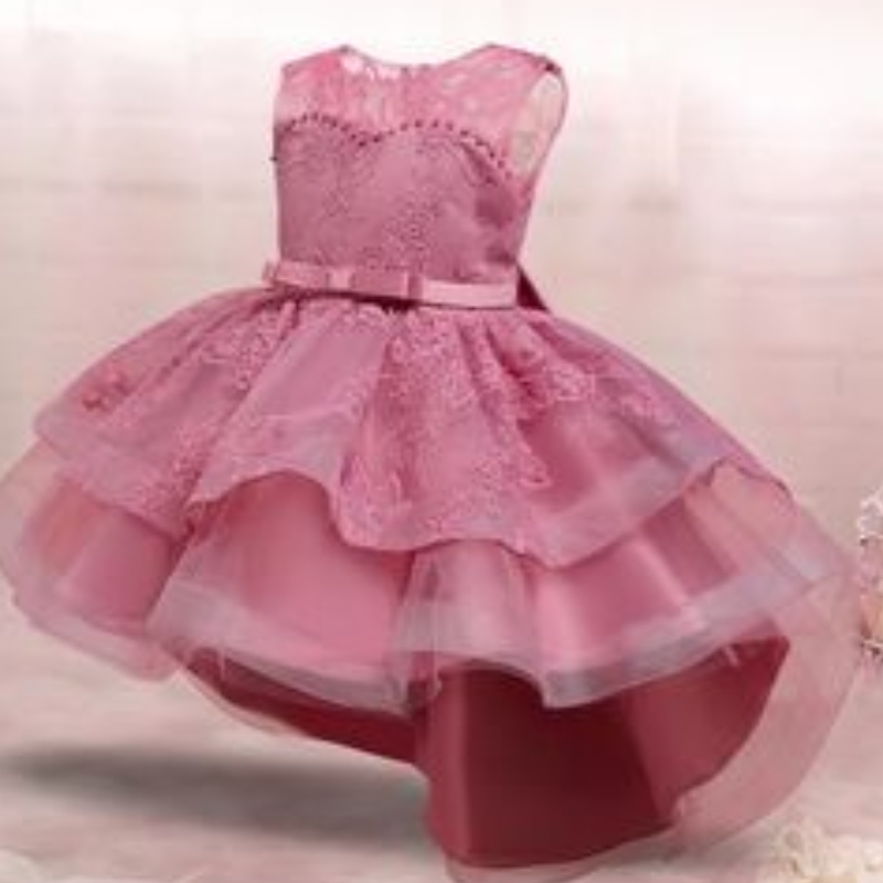 Girls Christmas Princess Vestido paraniños Vestidos de flores de bordado de encaje
