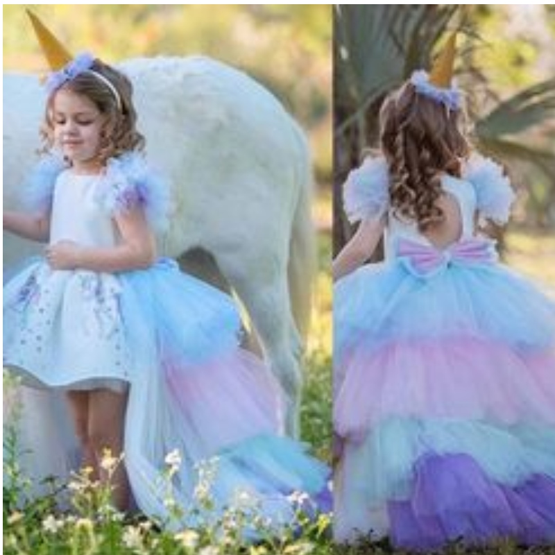 Vestido de fiesta de unicornio paraniñas disfrazados de verano para bebésniños elegantes chicas deniña vestida de princesa con tren largo