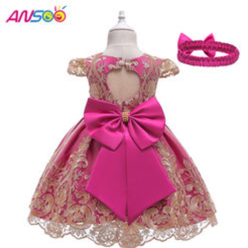 Ansoo Rose Color Pretty Girls Vestidos rojos hinchados para el banquetenocturno de 5 años de fiesta de la fiesta paraniñas paraniñas Vestido de princesa