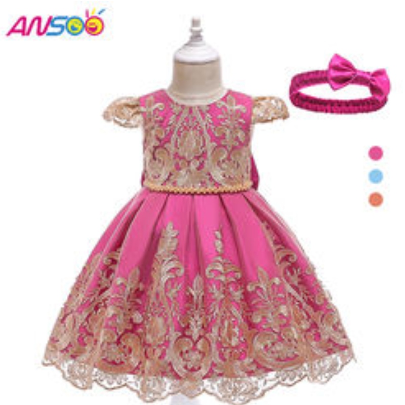 Ansoo Rose Color Pretty Girls Vestidos rojos hinchados para el banquetenocturno de 5 años de fiesta de la fiesta paraniñas paraniñas Vestido de princesa