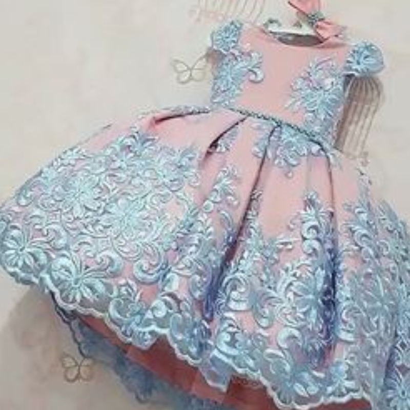 Prendas paraniños Smocked Kids Clothing Flower Girl Luxury Lux Lace Big Beauty Princess Vestido de cumpleaños