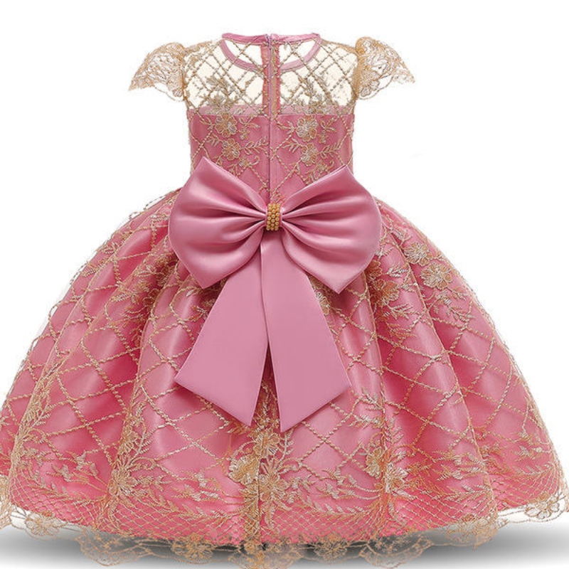 Prendas paraniños Smocked Kids Clothing Flower Girl Luxury Lux Lace Big Beauty Princess Vestido de cumpleaños