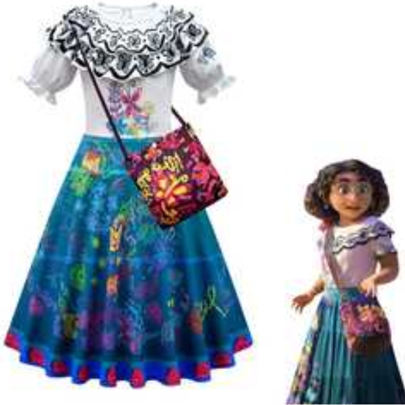 Vestuario de vestuario de vestido madrigal encanto disfraces de vestuario para halloween carnaval princesa vestimenta aretes de mirabel