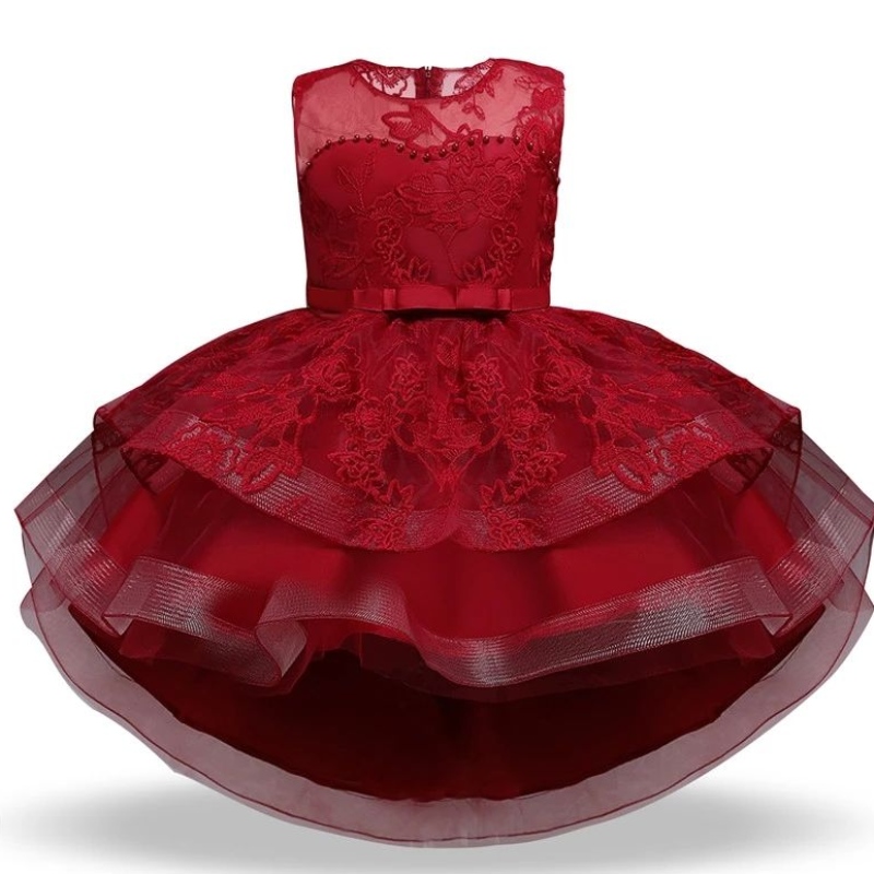 Elegantes chicas Princesas Vestidos Boda y cumpleaños Destama de cumpleaños Tul bordado de encaje Vestidos formales deniños