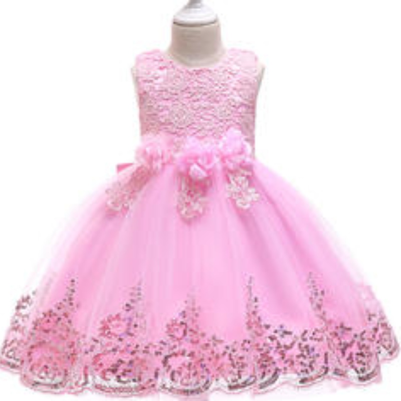 Baby Girl Flower Sequin Mesh Princess Dress Del Girl Party Dance Dress