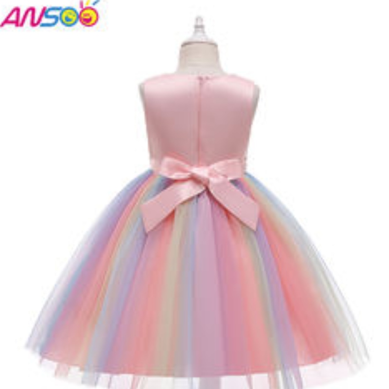 Ansoo Amazon Luxury sin mangas hermosa princesa princesa paraniños vestidos de vestidos de pelota paraniña de flores púrpura falda volante