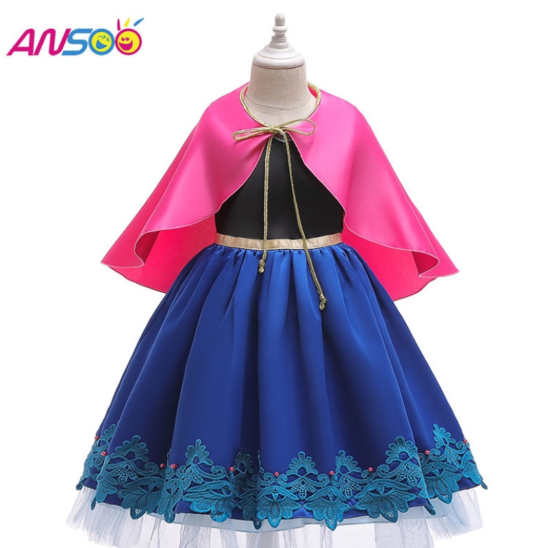 Ansoo Niñas Girls Princesas Queen Elsa Anna Halloween Cosplay Disfraz Fant Enutista