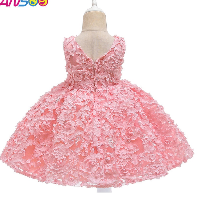 Ansoo 3 Colors Factory Personalización Rose Primer cumpleaños Vestido paraniños Flor Princesa Princesa Pink Pink paraniños