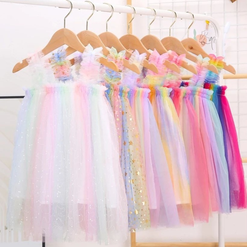 Princesa Baby Girls Summer Tutu Tutu Strapa Starss Stars Stars Mesh Knee Knedress 1-6 años para la fiesta de cumpleaños