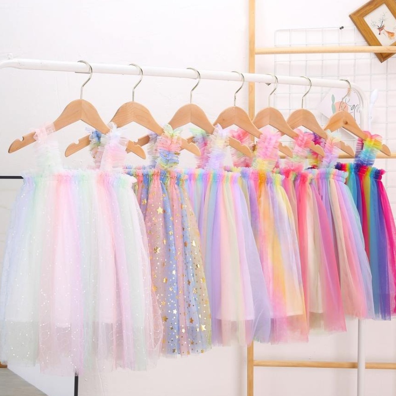 Princesa Baby Girls Summer Tutu Tutu Strapa Starss Stars Stars Mesh Knee Knedress 1-6 años para la fiesta de cumpleaños