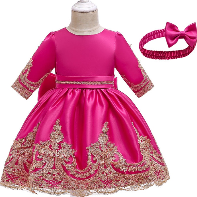 Ansoo 11Color Ropa de bebé de alta calidad Exclusivo vestido de encaje denuevo estilo Princess Vestido con tocado Satin Fiest Vestido paraniñas