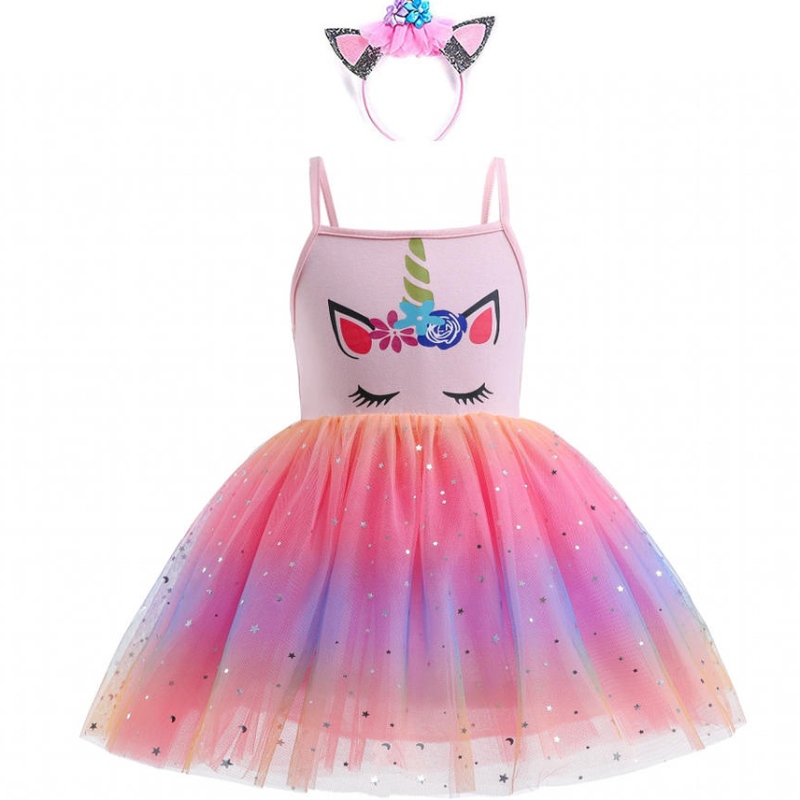 2022 New Girl Unicorn Vestidos chicas Tutu Princesa Princesa Party Vestidos de cumpleaños Cosplay Disfraz