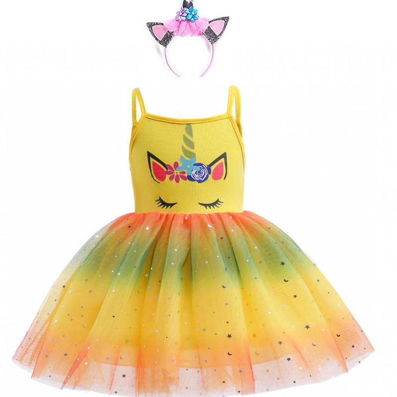 2022 New Girl Unicorn Vestidos chicas Tutu Princesa Princesa Party Vestidos de cumpleaños Cosplay Disfraz