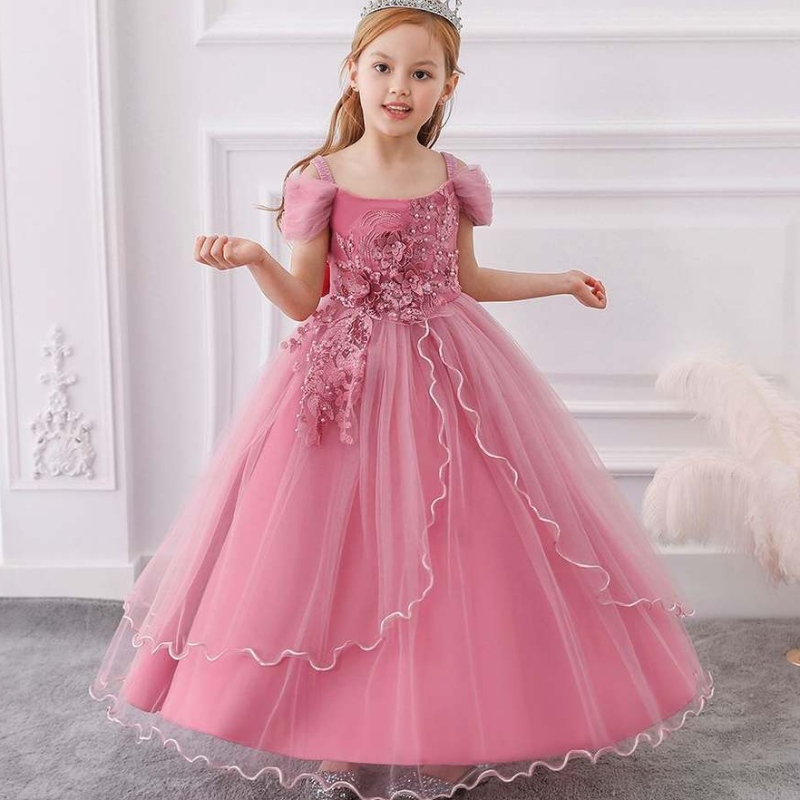 Baige Eleganteniños Dress Long Girls Prom Long Frock Baby Girl Wedding Princess Ball Vestida