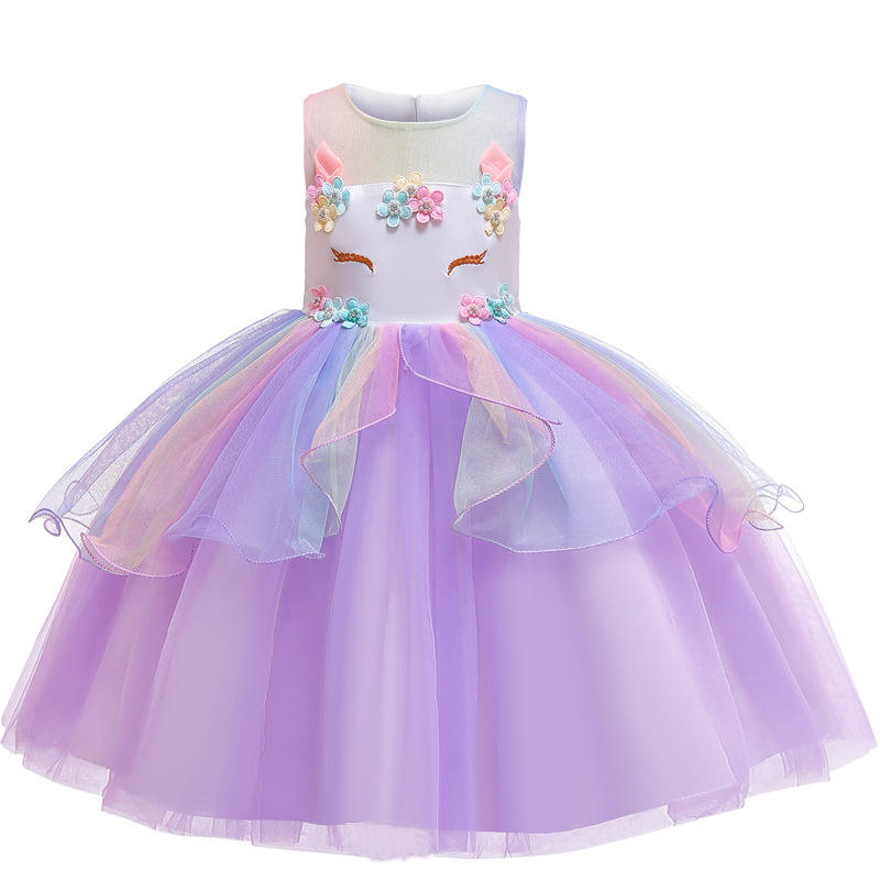 Rendimiento de unicornio ropa de vestir paraniñas Rainbow unicornio Tutu Tutu Dress con regalo de cumpleaños de la diadema
