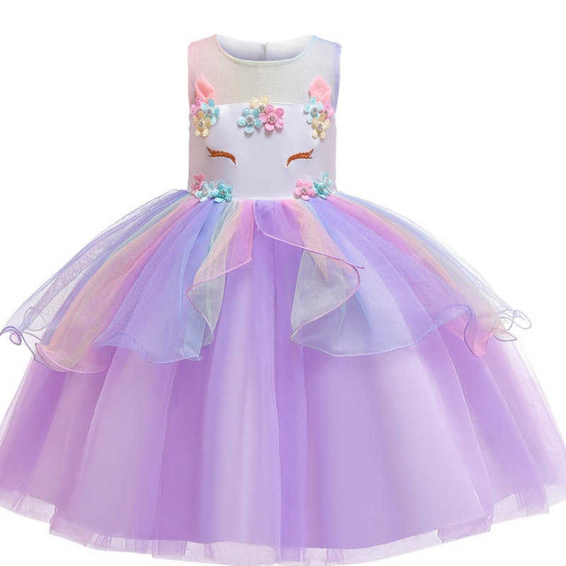 Rendimiento de unicornio ropa de vestir paraniñas Rainbow unicornio Tutu Tutu Dress con regalo de cumpleaños de la diadema