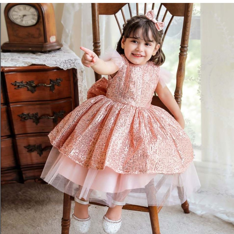 Baige Baby Infant Girl Baptism Dress Flower Princesa Princesa Princesa Vestidos de bautizo
