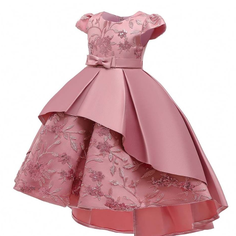 Baige de alta calidad Kids Long Garming Girls Party Vestidos Vestidos de manga corta Diseño de vestido para bebés T5170