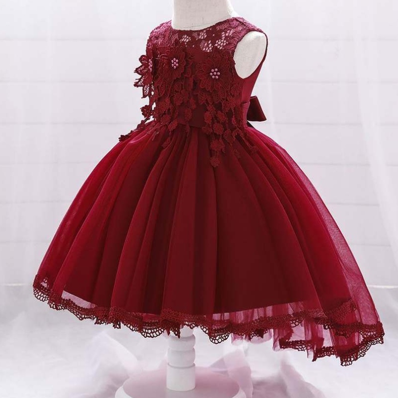 Baige Flower Girls Vestido denovia Baby Baby Girling Princess Tailing Vestidos