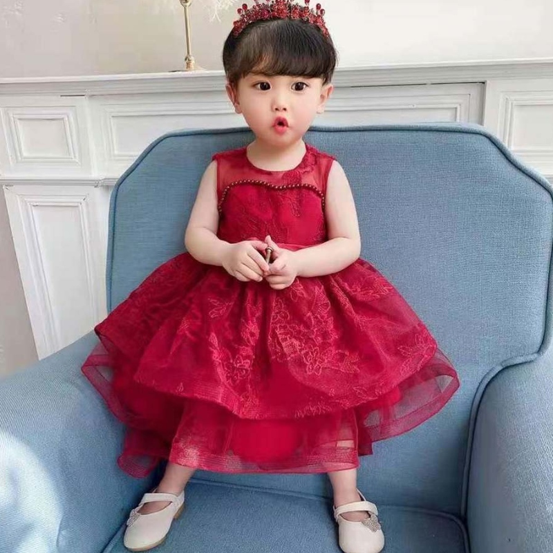 Baige Summer Infant Baby Baby Baby Frock Design Fiesta de bodas de cumpleaños Vestido T1939XZ