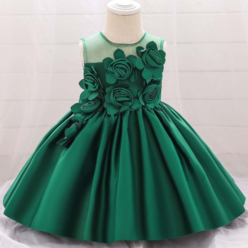 Baige Venta caliente Hot mangas O-Neck 0-12y Niños ropa Flower Girl Vestido