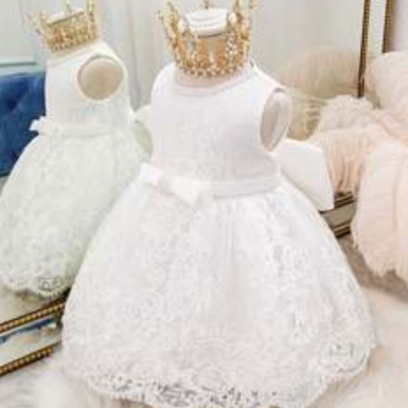 Bautismo blanco princesa vestida encaje paraniños vestuario de celebración