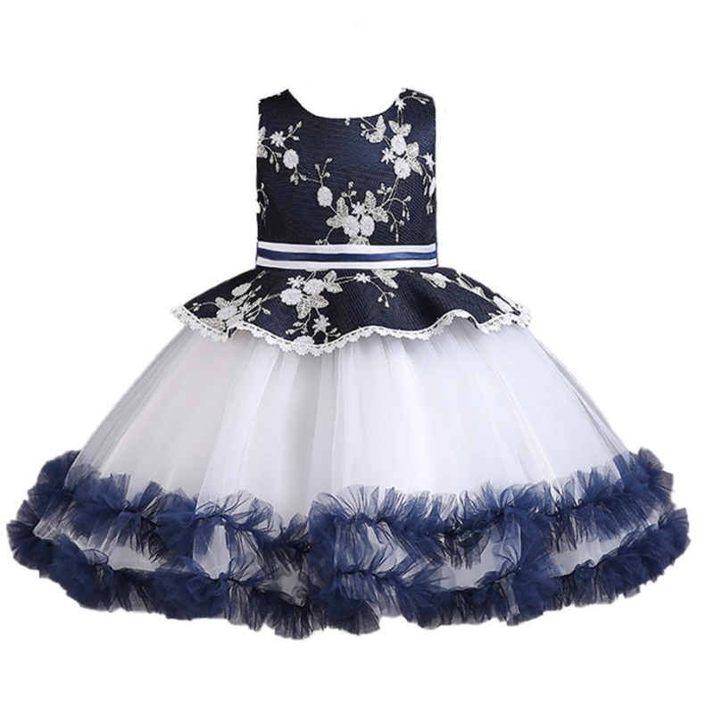 Banquete de boda deniña de flores Vestido largo paraniños Elegante vestido de cumpleaños de encaje hinchado de encaje hinchado