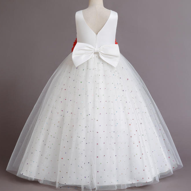 Vestido de princesa de encaje paraniñas de cumpleaños ropa de boda de cumpleaños elegante tutu tutu backknot bowknot vestido