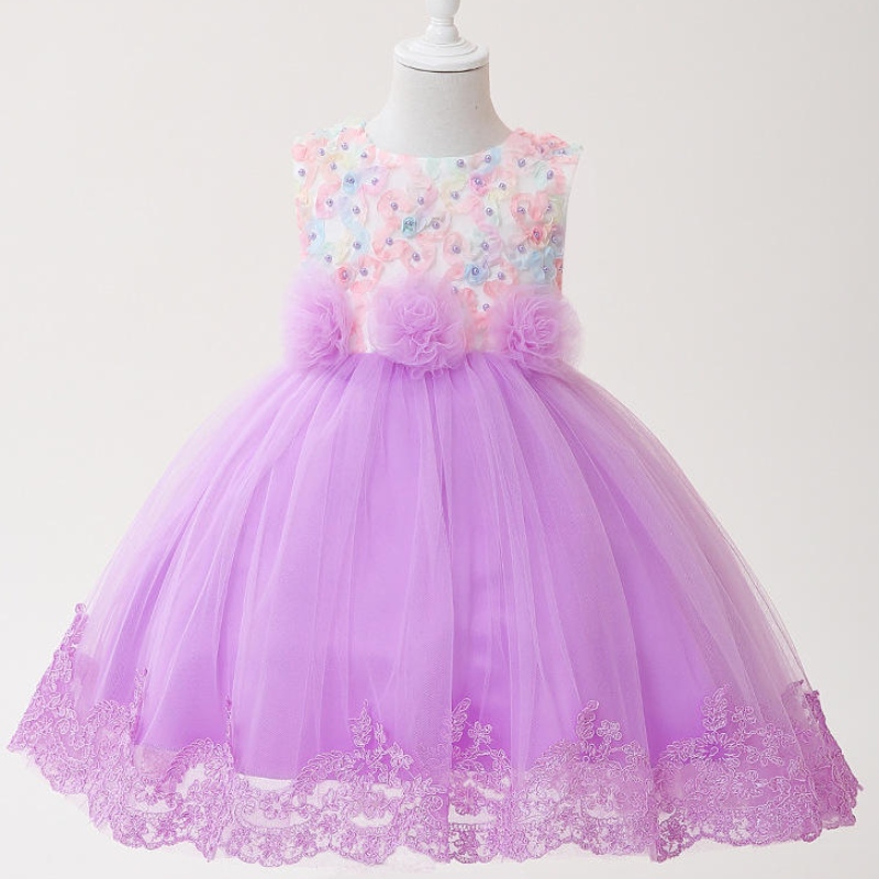 Vestido de princesa deniños Vestido de encaje bordadoniña de flores Tutu falda