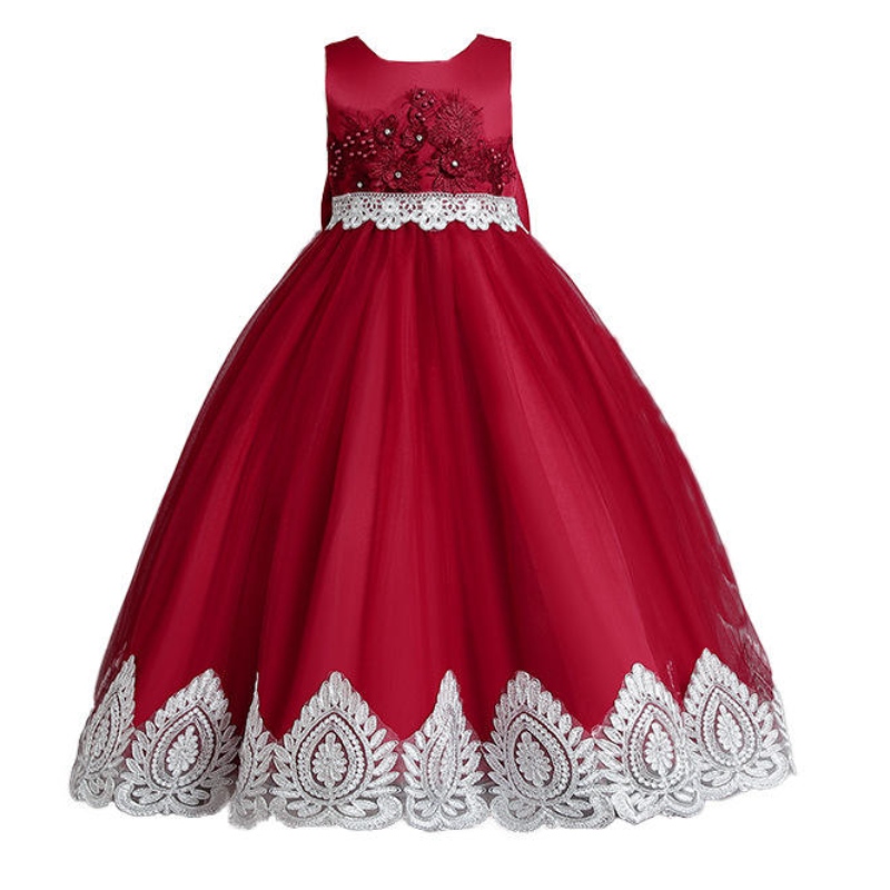 Vestido de princesa de cola larga deniñas 2022 NUEVO CATWALK DE FLORES
